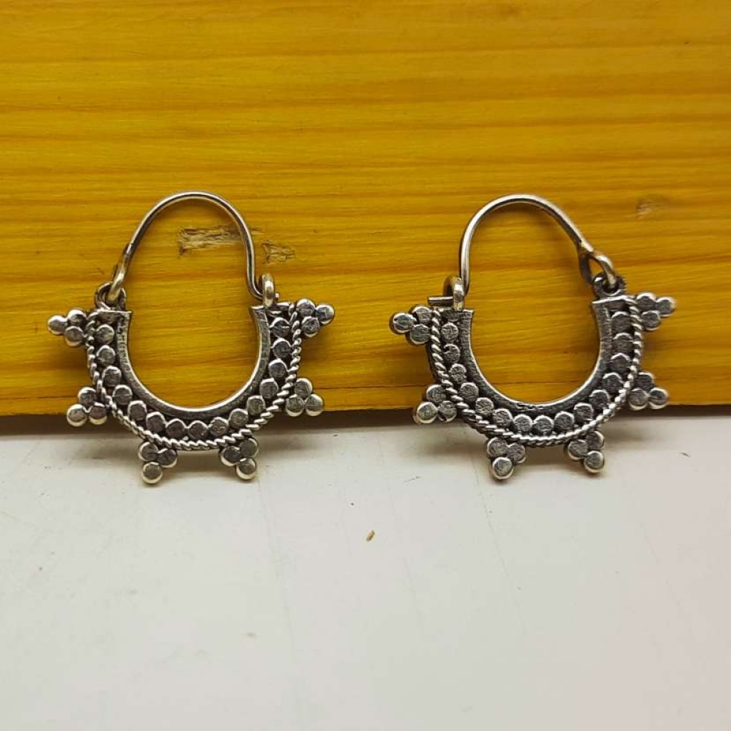 925 Sterling Silver Handmade Sun Shape Earring Jewelry