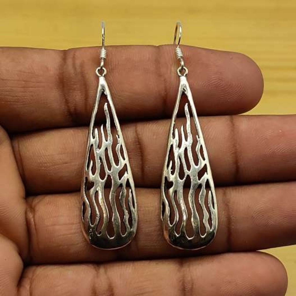 925 Sterling Silver Drop Design Boho Handmade earring Jewelry