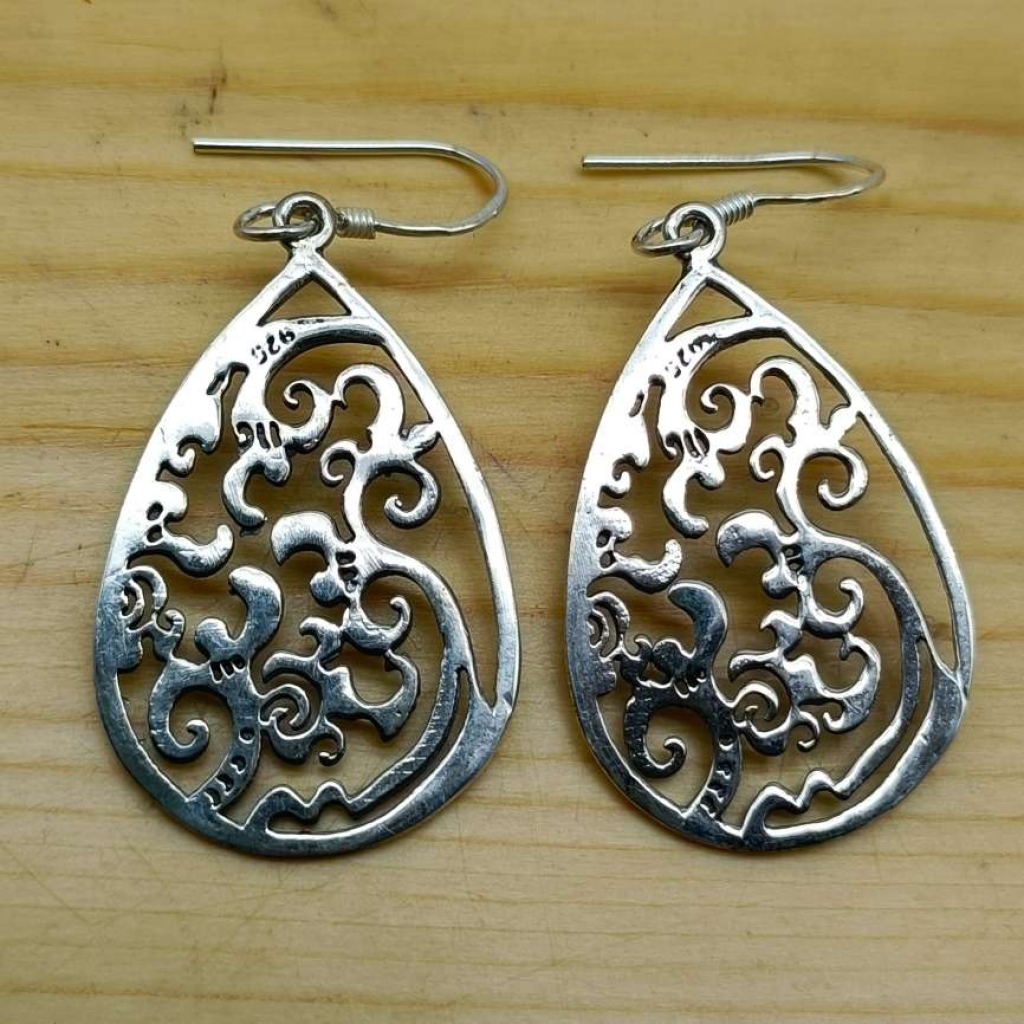 925 Sterling Silver Drop With Tree Plain Earring