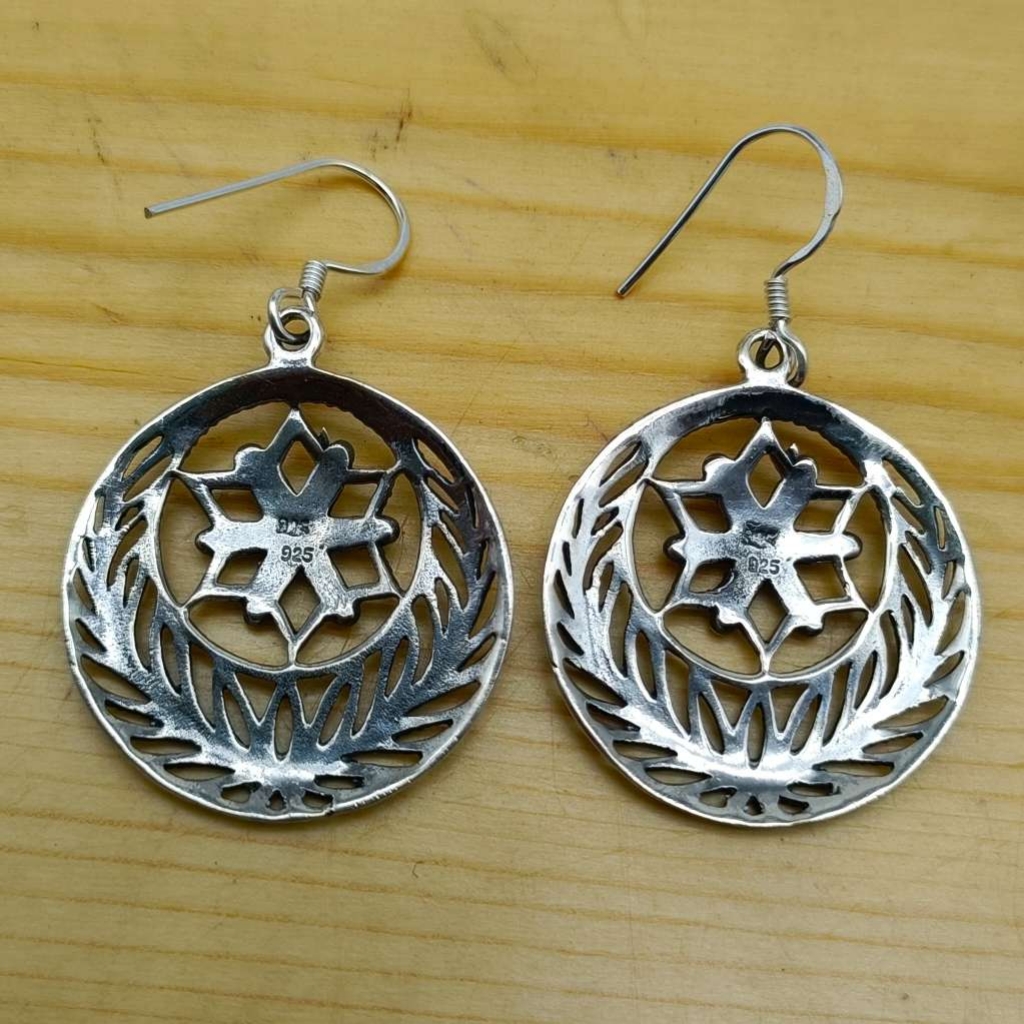 925 Sterling Silver Round With Star Shape Earring jewelry