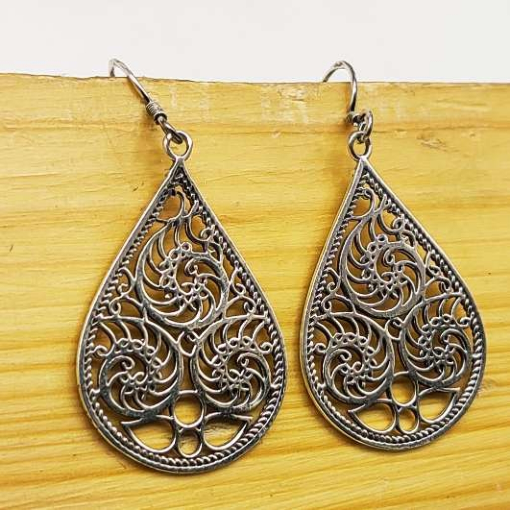 925 Sterling Silver Drop Design Handmade Earring Jewelry