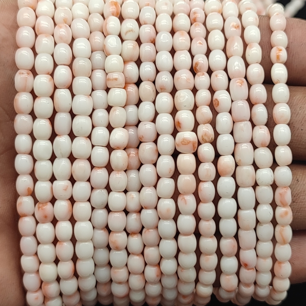 Natural White Oval Shape Coral Beads