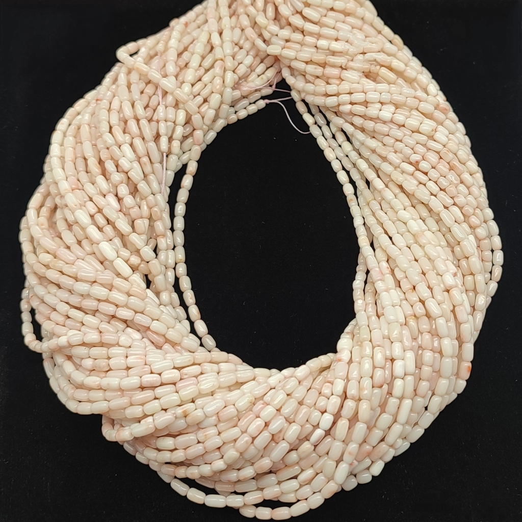 Natural White Dholak Shape Coral Beads