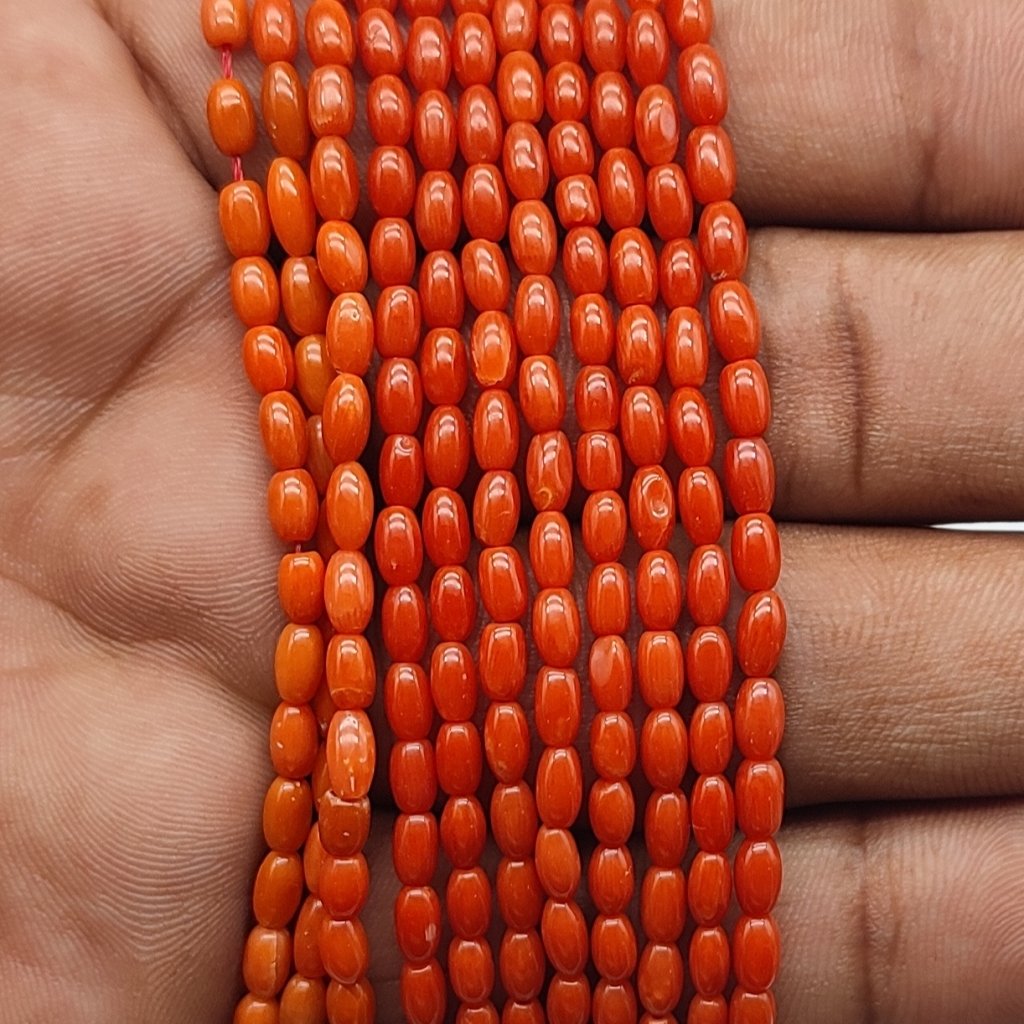 Natural Oval Shape Coral Beads
