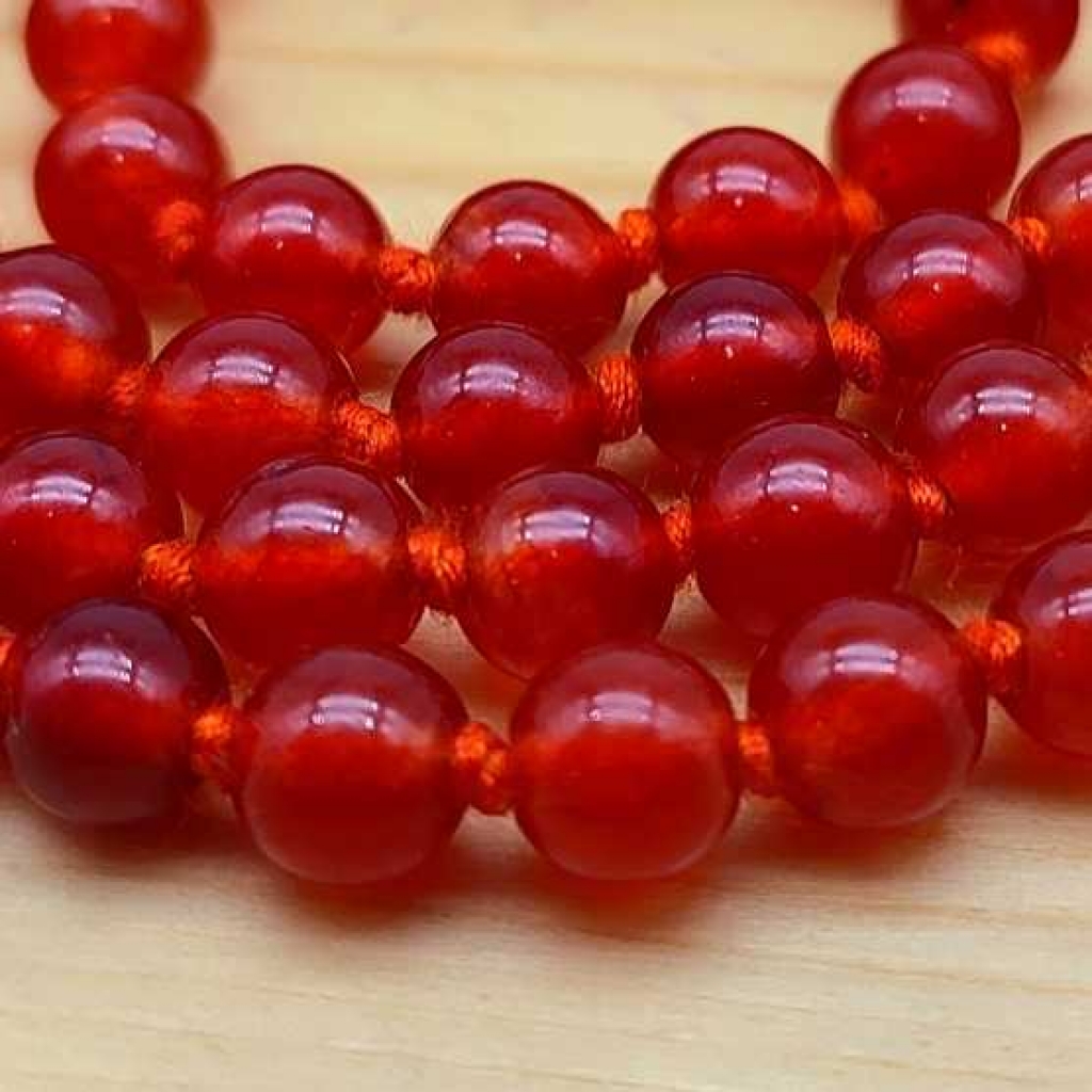 Natural Carnelian Gemstone Hand Knotted 108 Beads Healing  Japa Mala