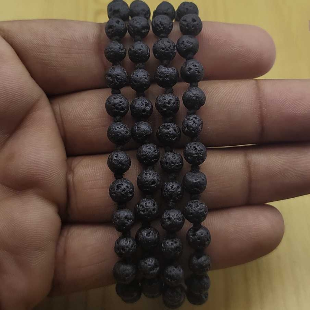 Natural Lava Gemstone Handknotted 108 Beads Healing  Japa Mala