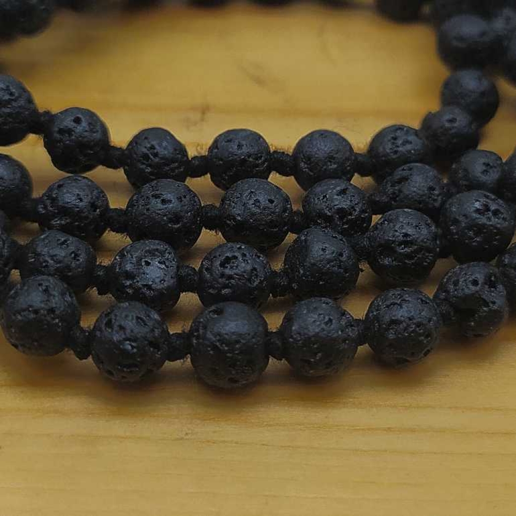 Natural Lava Gemstone Handknotted 108 Beads Healing  Japa Mala
