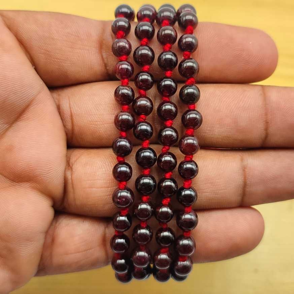 Natural Garnet Gemstone Handknotted 108 Beads Healing  Japa Mala