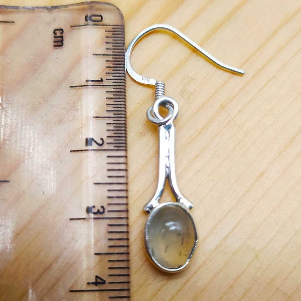 925 Sterling Silver Prehnite Oval Shape Gemstone Boho Earring