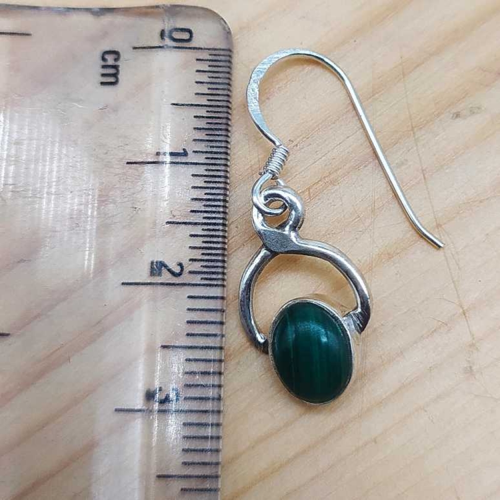 925 Sterling Silver Malachite Oval Shape Gemstone Handmade Earring