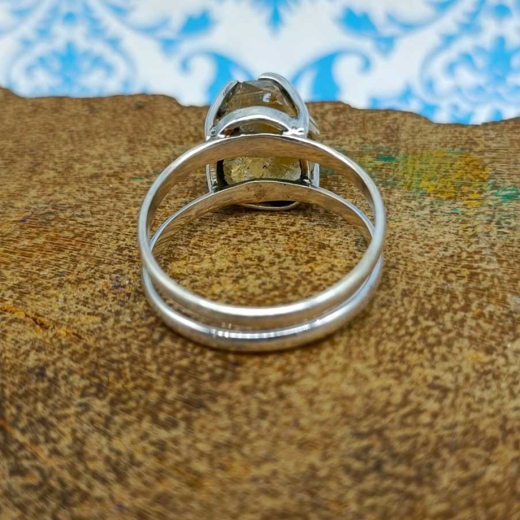 925 Sterling Silver Citrine Gemstone Boho Handmade Ring