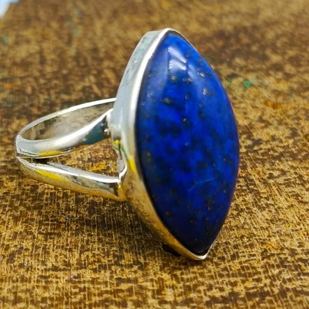 925 Sterling Silver Lapis Lazuli Marquis Shape Gemstone Handmade Ring