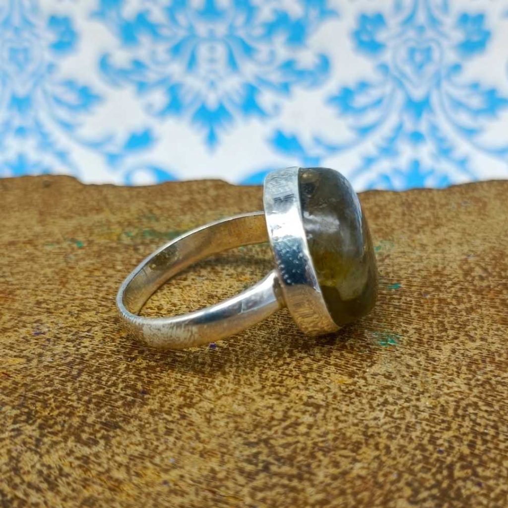 925 Sterling Silver Labradorite Round Shape Gemstone Handmade Boho Ring