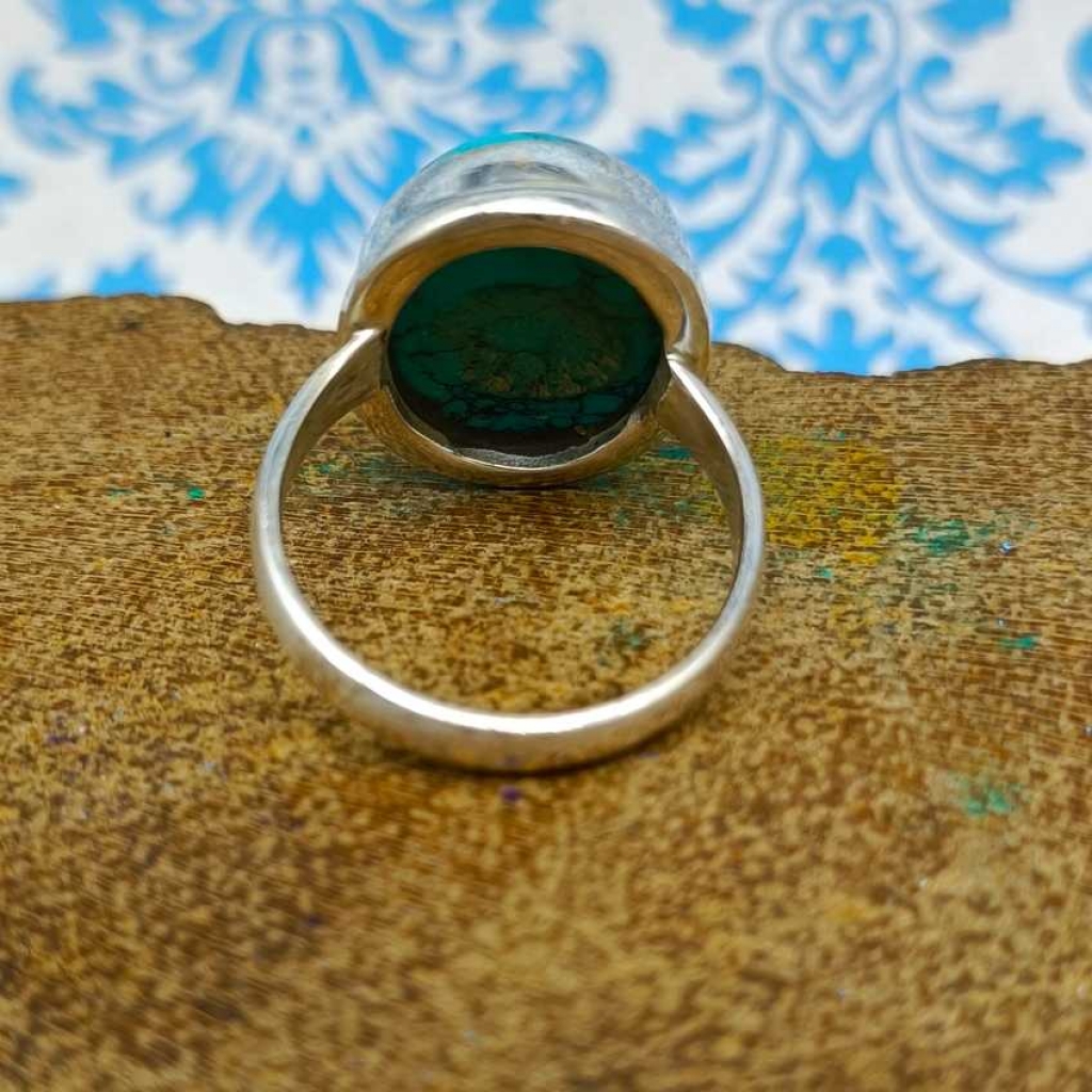 925 Sterling Silver Turquoise Oval Shape Handmade Boho Ring