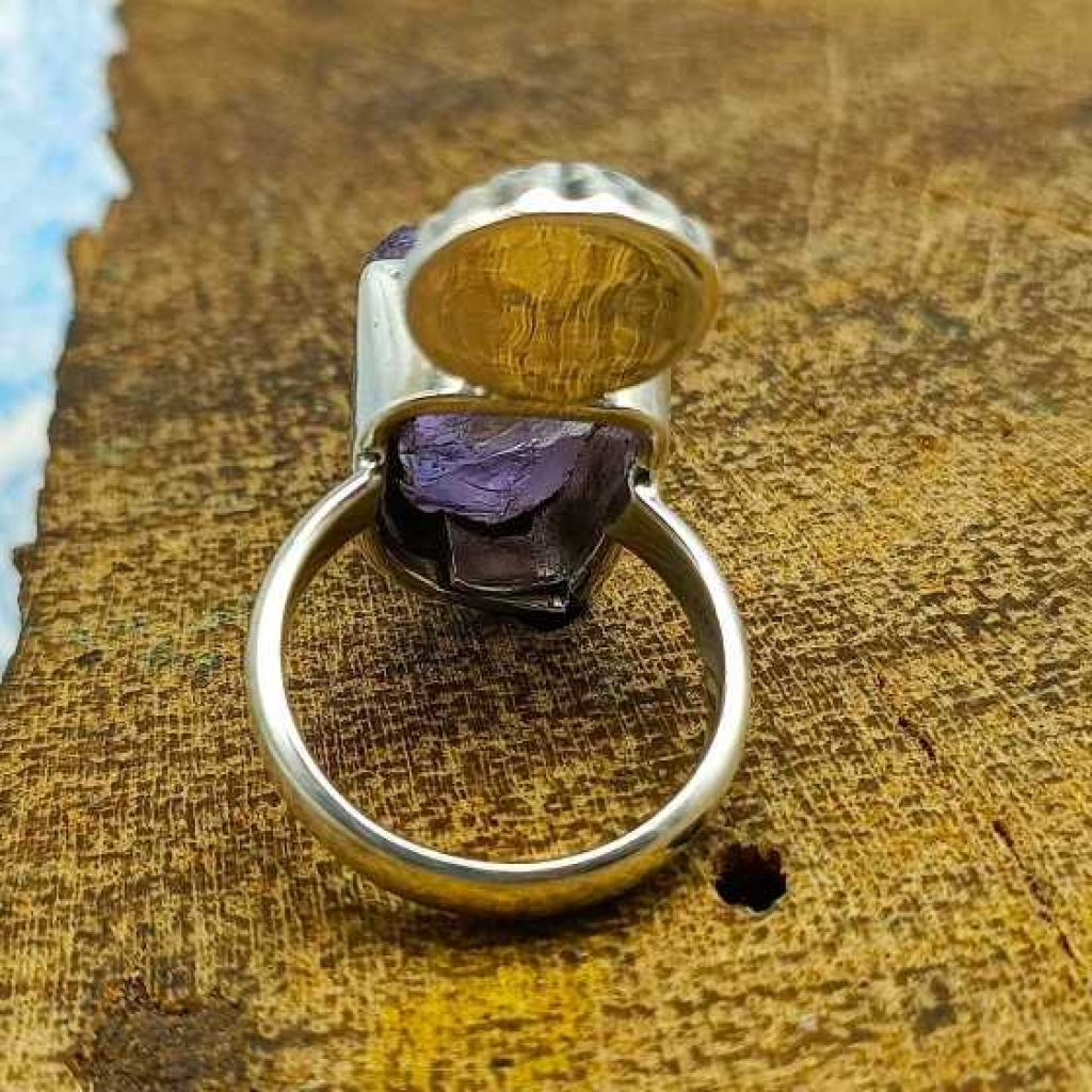 925 Sterling Silver Amethyst Boho Handmade Ring