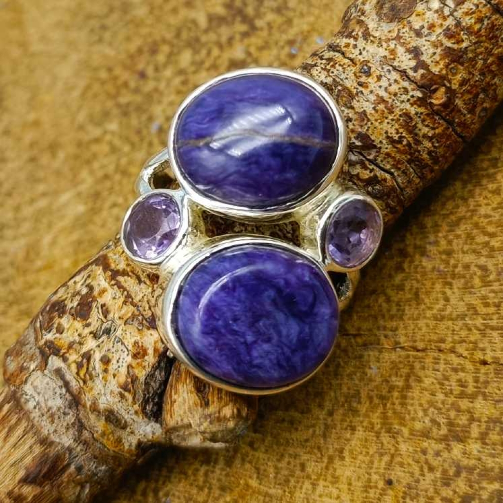 925 Sterling Silver Purple Copper Turquoise Gemstone Oval Shape Handmade Ring Jewelry