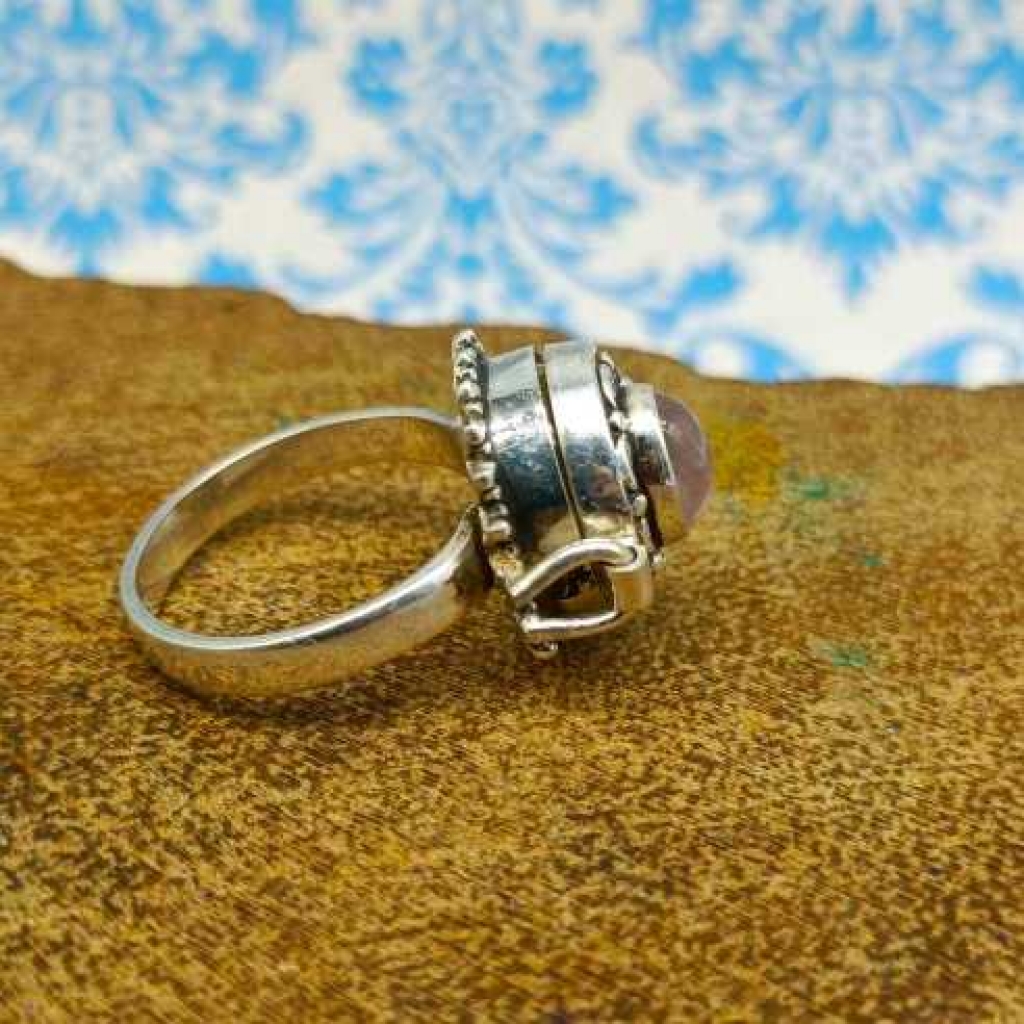 925 Sterling Silver Rose Quartz Oval Shape Handmade Ring