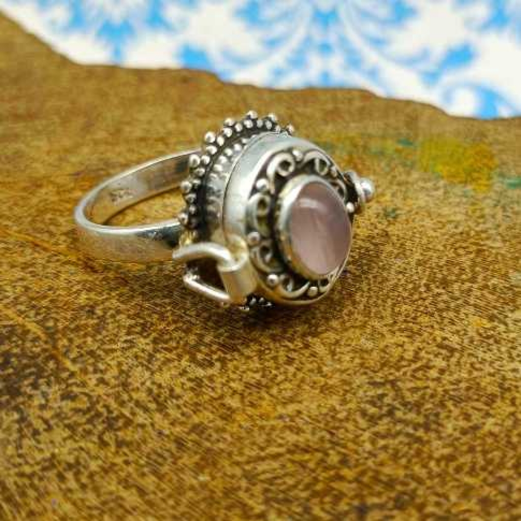 925 Sterling Silver Rose Quartz Oval Shape Handmade Ring