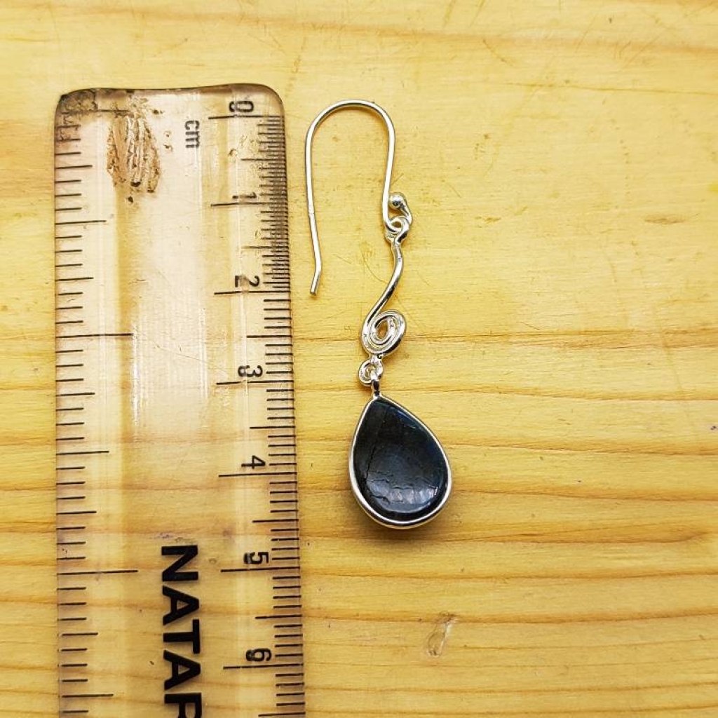 925 Sterling Silver Natural Labradorite Pear Shape Gemstone Earring