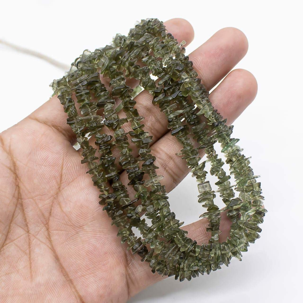 Polished Uncut Moldavite Beads Strand 16" 65ct