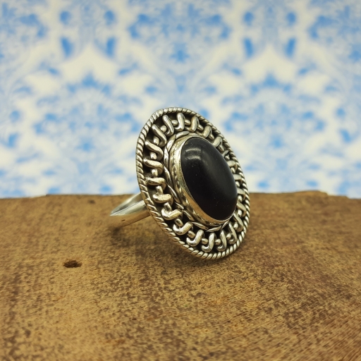 925 Solid Silver Handmade Bohemian Amethyst Cabochon Gemstone Ring