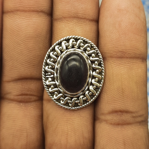 925 Solid Silver Handmade Bohemian Amethyst Cabochon Gemstone Ring