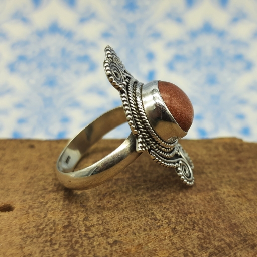 Designer 925 Sterling Silver Natural Sand Stone Handmade Ring