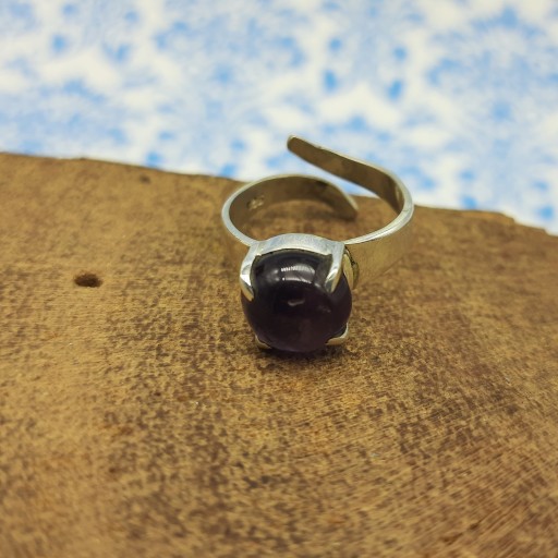 Hot Selling 925 Silver Simple Amethyst Gemstone Adjustable Gift Item Ring