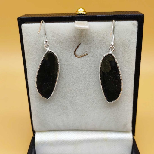Marquise Shape Black Onyx Gemstone Handmade 925 Sterling Silver Earring For Her