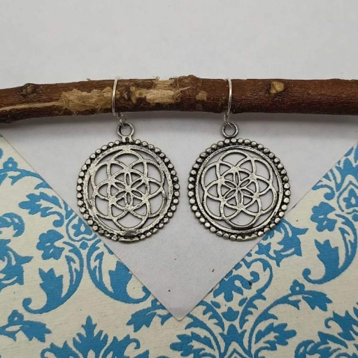 Handmade 925 Sterling Silver Bohemian Chakra Design Earring