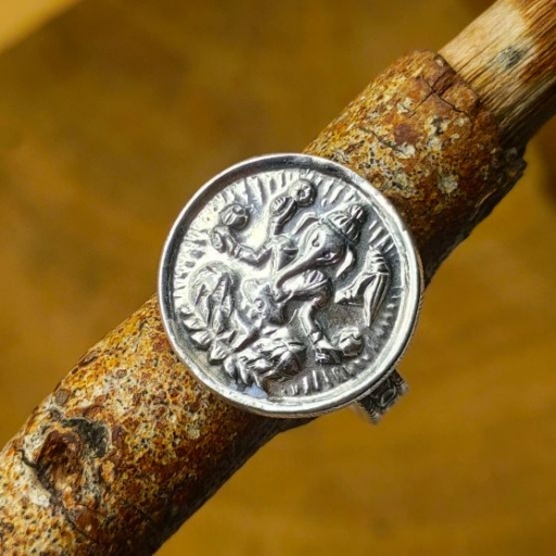 Spiritual Lord Ganesh Design 925 Sterling Silver Band Ring