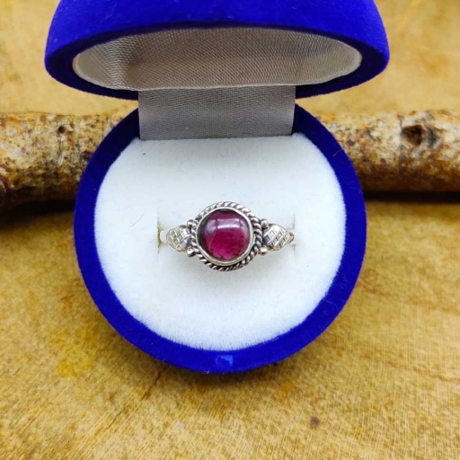Natural Garnet Gemstone Designer 925 Sterling Silver Anniversary Ring