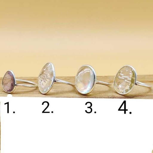 Faceted Marquise  Shape Crystal Quartz Gemstone 925 Silver Bezel Ring