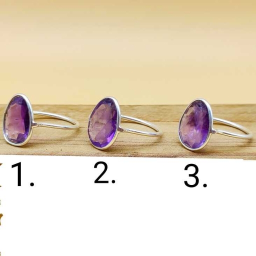 Natural Amethyst Gemstone 925 Sterling Silver Designer Bezel Ring