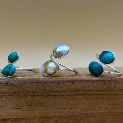 925 Sterling Silver Turquoise Gemstone  Drop & Oval Shape  Ring