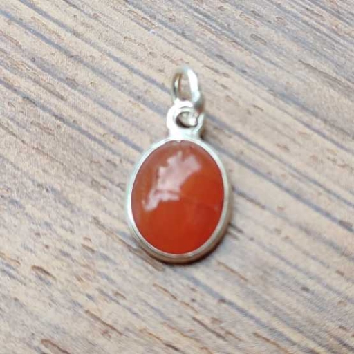 925 Sterling Silver Natural Carnelien Cabochon Type Oval  Shaped Handmade Pendant