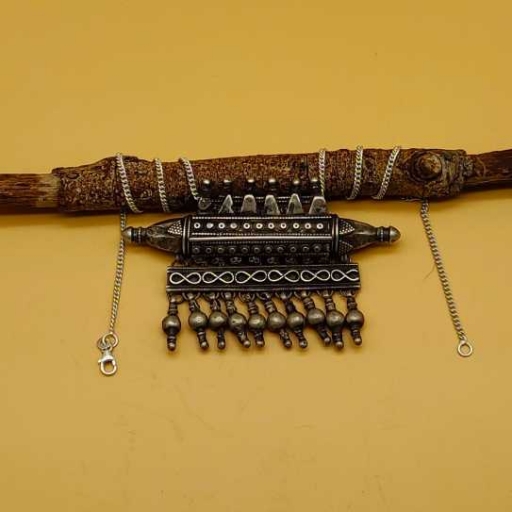 Vintage Old Silver Handmade Hanging Ball Beads Banjara Pendant Royal Family Jewelry