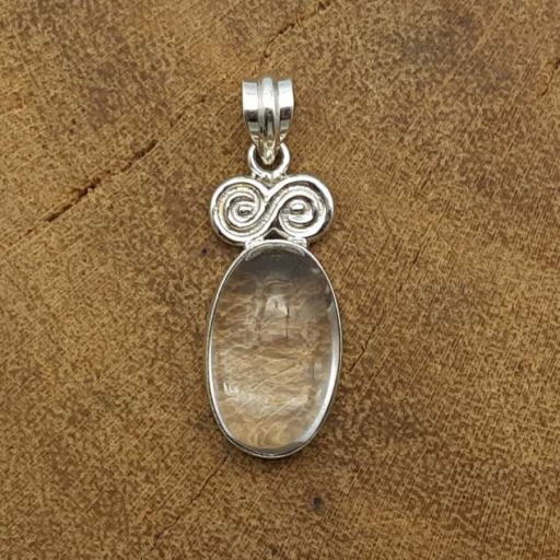 Cabochon Crystal Gemstone Handmade 925 Sterling Silver Simple & Sober Pendant