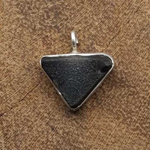 Rough Black Onyx Gemstone Designer Triangle Shape 925 Sterling Silver Pendant