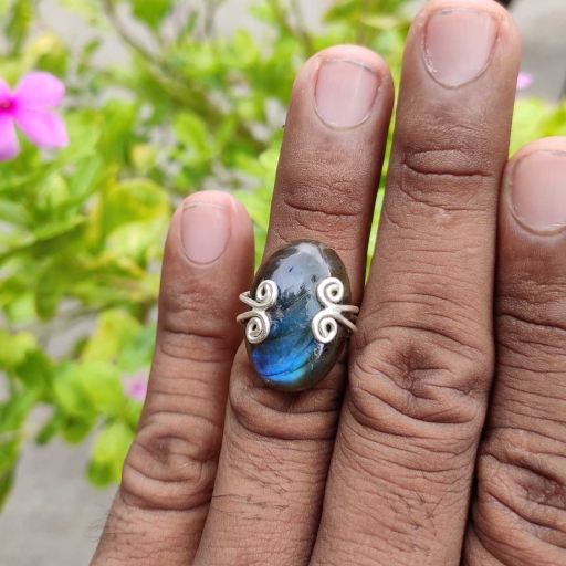 Designer Blue Fire Labradorite Gemstone Handmade  925 Silver Ring
