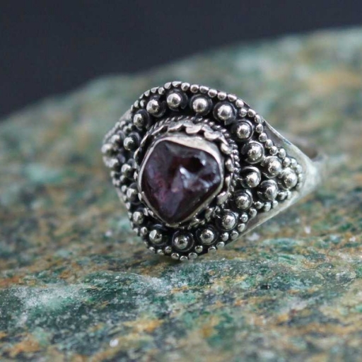 Designer Raw Amethyst  Gemstone Handmade 925 Silver Ring