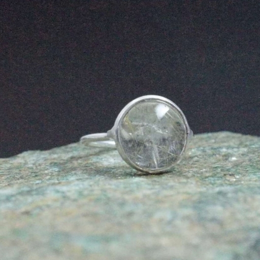 Rutile Quartz Gemstone 925 Sterling Silver Handmade Bezel Ring