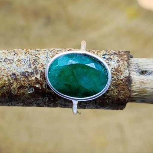 Faceted Emerald Gemstone 925 Sterling Silver Handmade Ring