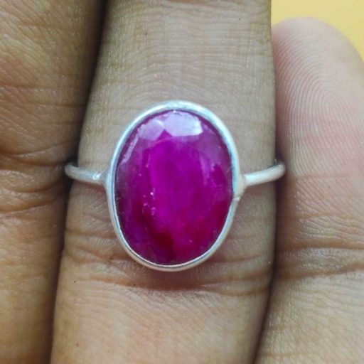 Bezel Work Faceted Ruby Gemstone 925 Sterling Silver Handmade Ring