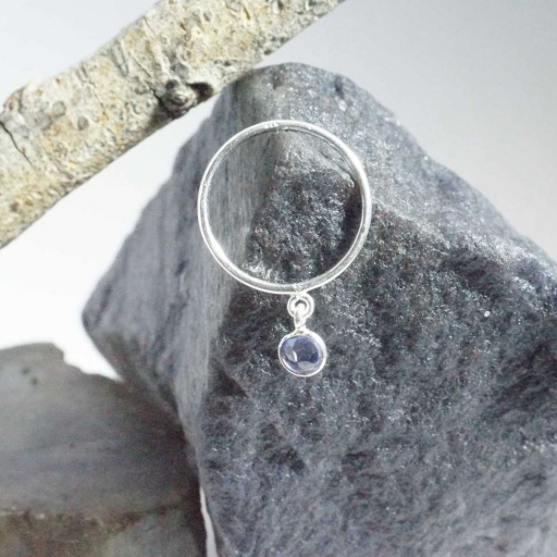 Round Shape Iolite Gemstone Handmade 925 Silver Faceted Ring