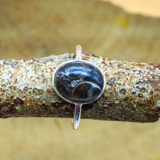 Oval Shape Natural Turtella Gemstone Bezel Silver 925 Ring