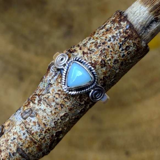 Trillion Shape Chalcedony Gemstone Handmade 925 Silver Dainty Ring