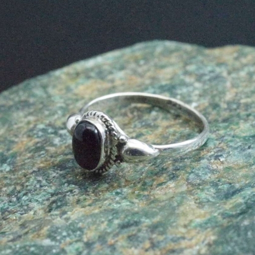Natural Black Onyx Gemstone Handmade 925 Sterling Silver Ring