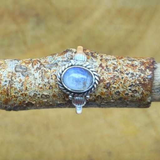 925 Sterling Silver Blue Fire Moonstone Handmade Dainty Ring