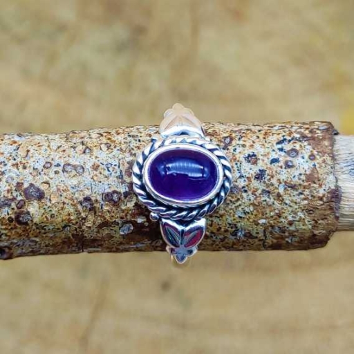 925 Sterling Silver Amethyst Gemstone Handmade Designer Dainty Ring